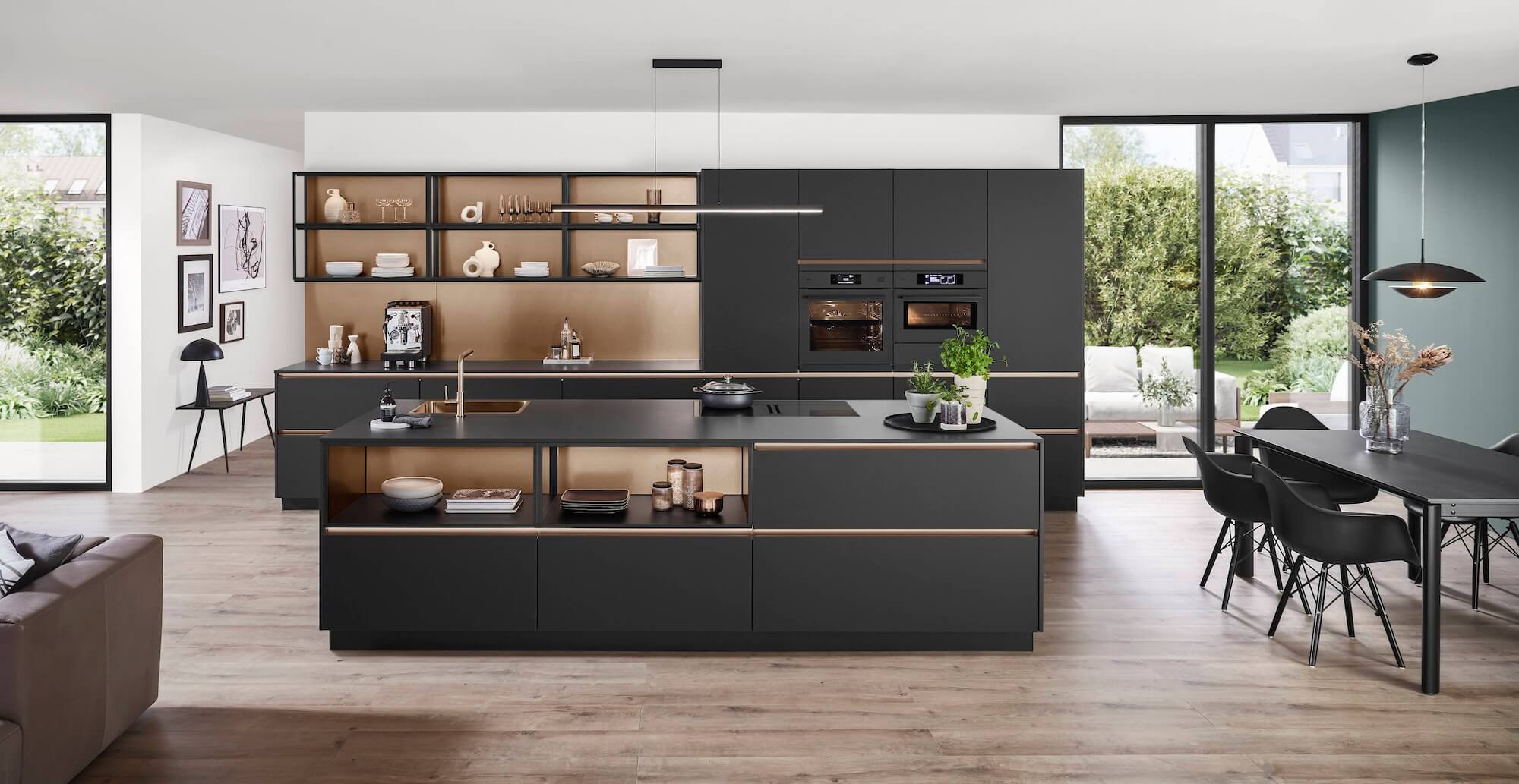 Nobilia Designküche mit Insel Schwarz – Bild 3