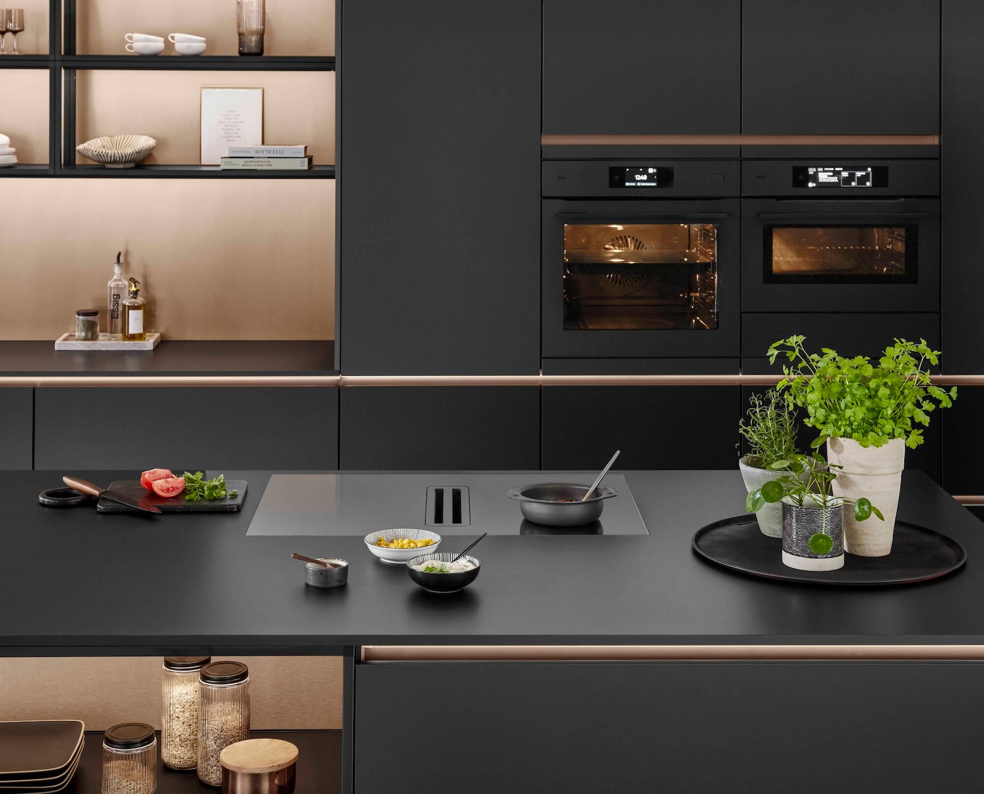 Nobilia Designküche mit Insel Schwarz – Bild 2