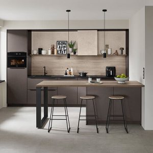 Nobilia-Inselkueche-modern-Coffee-strukturiert Nobilia Inselküche Moderner Stil Coffee strukturiert