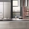 Nobilia Moderne Küche mit Insel Inox Edelstahloptik